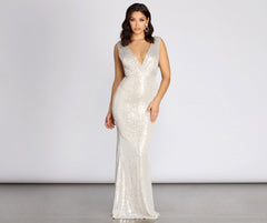 Diane Sequin Drape Back Formal Dress Oshnow