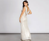 Diane Sequin Drape Back Formal Dress Oshnow