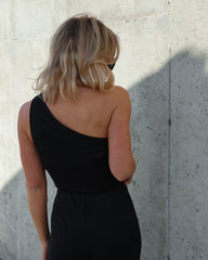 Dory One Shoulder Bodysuit - Black Oshnow