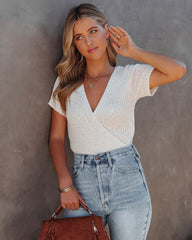 Drake Cotton Blend Drape Crop Top - Cream Oshnow