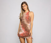 Drawn To Tie Dye Ruched Mini Dress Oshnow
