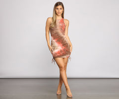 Drawn To Tie Dye Ruched Mini Dress Oshnow