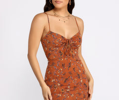 Dreamy In Florals Tie Front Mini Dress Oshnow