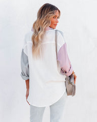 Dren Cotton Colorblock Button Down Top - Dusty Blue Combo Oshnow