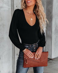 Dressed To The Nines Knit Bodysuit - Black Oshnow