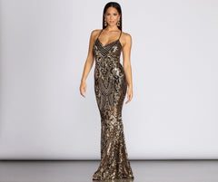 Dulce Sequin Lace Up Formal Gown Oshnow