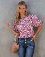 Dune Cotton Leopard Puff Sleeve Top Oshnow