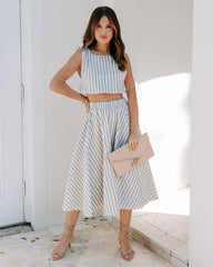Coast To Coast Striped Pocketed Midi Skirt