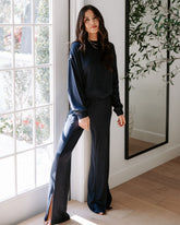 Fletcher Pocketed Split Hem Pants - Navy