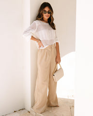 Eden Pocketed Wide Leg Pants - Beige
