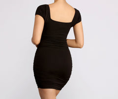 Easy Does It Puff Sleeve Ruched Mini Dress Oshnow