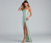 Edlyn Sequin Laceup Mermaid Formal Dress Oshnow