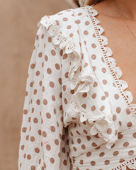 Edna Cotton Blend Crochet Polka Dot Crop Top - Cream Oshnow