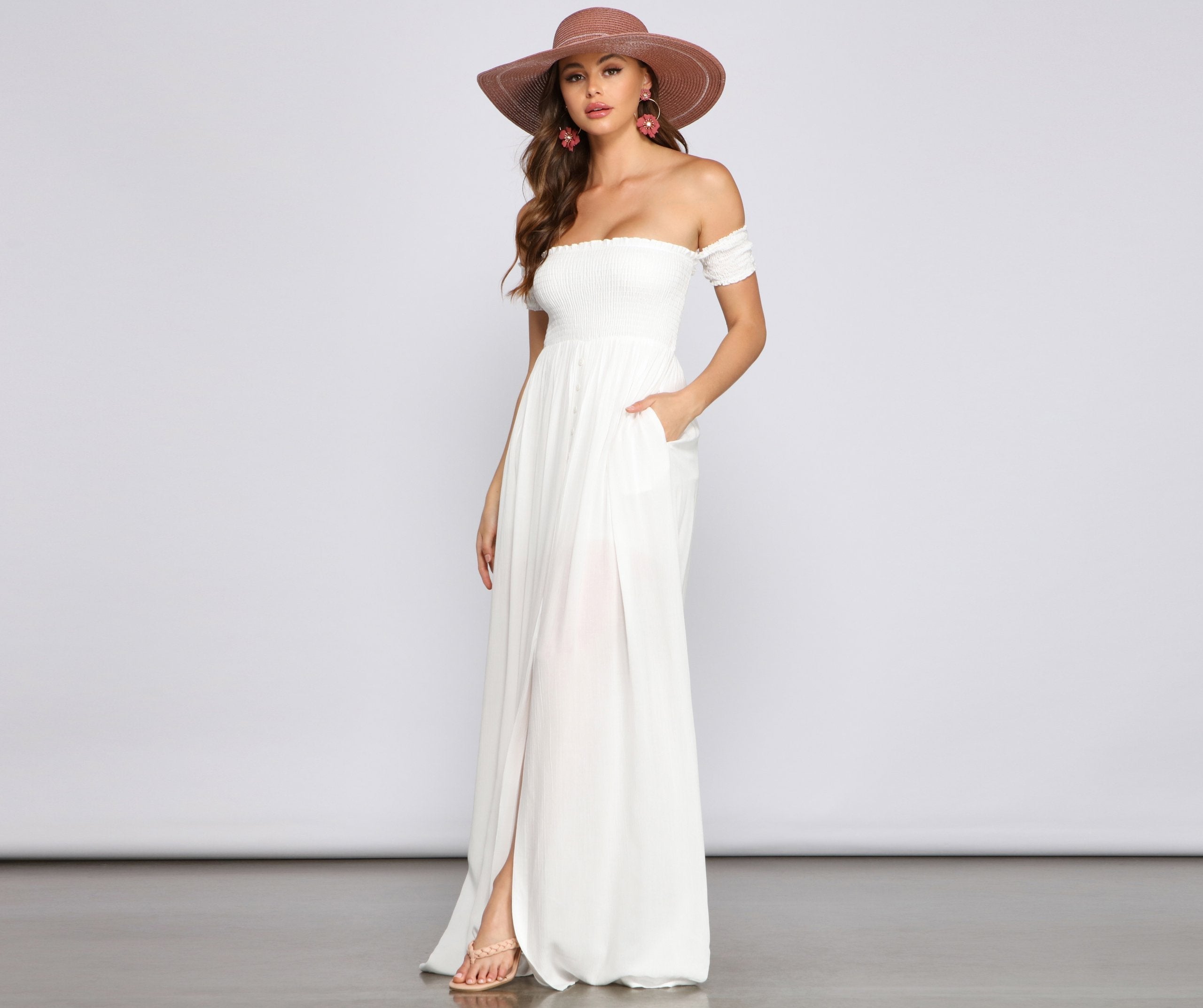 Effortlessly Chic Smocked Maxi Dress Oshnow