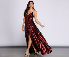 Elaina Overlap Sequin A-Line Dress Oshnow