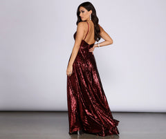 Elaina Overlap Sequin A-Line Dress Oshnow