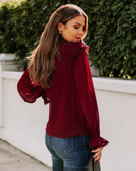Eleanora Crochet Ruffle Blouse - Wine Oshnow