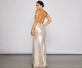 Elena Sequin Open-Back Formal Dress Oshnow