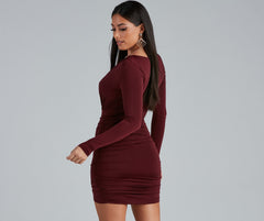 Elevated Basic Ruched Mini Dress Oshnow