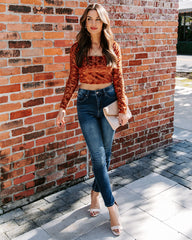 Elio Velvet Burnout Crop Top Oshnow