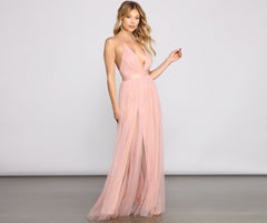 Elisabeth Pleated Tulle Formal Dress Oshnow