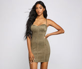 Elite Glam Faux Suede Mini Dress Oshnow