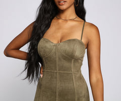 Elite Glam Faux Suede Mini Dress Oshnow
