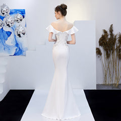 Elizabeth ruffled-strap embroidered fishtail dress Oshnow