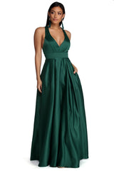 Elle Formal Satin Ball Gown Oshnow