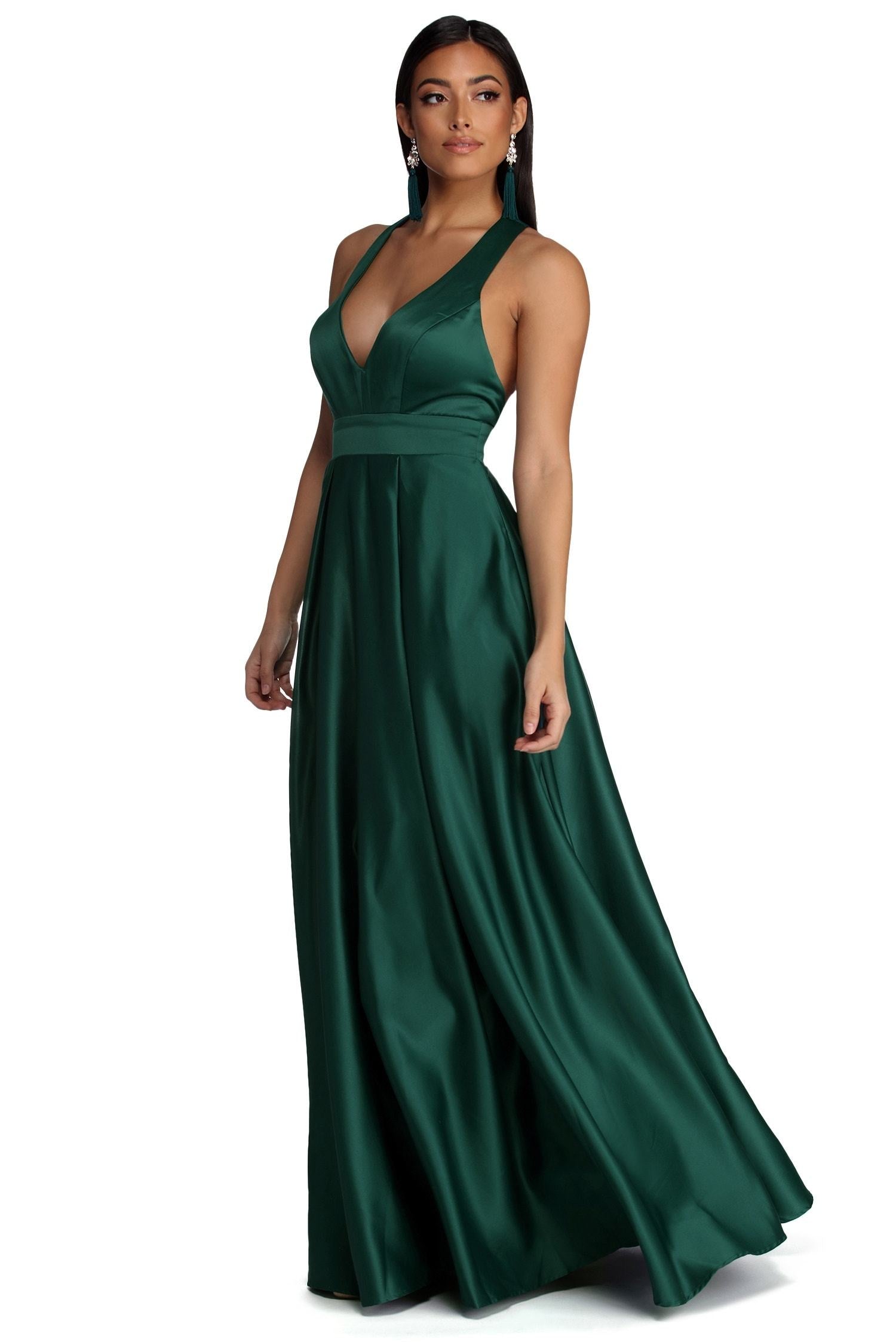 Elle Formal Satin Ball Gown Oshnow
