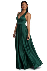 Elle Formal Satin Ball Gown Oshnow