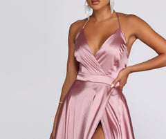 Ellie Formal Satin High Slit Dress Oshnow