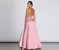 Ellie Formal Satin High Slit Dress Oshnow
