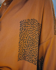 Ellowyn Printed Satin Button Down Blouse - Spice Oshnow