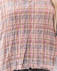 Elowen Cotton Frayed Plaid Top Oshnow