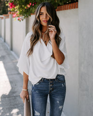 Elton Drape Blouse - White Oshnow