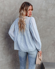 Embree Shimmer Babydoll Blouse - Powder Blue Oshnow