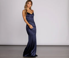 Emilia Draped Satin Gown Oshnow