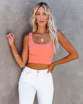 Energy Ribbed Knit Crop Tank - Coral Oshnow