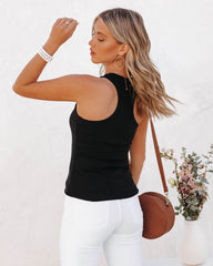 Erin Knit Racerback Tank - Black Oshnow