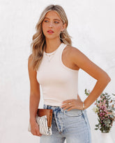 Erin Knit Racerback Tank - Oatmeal Oshnow