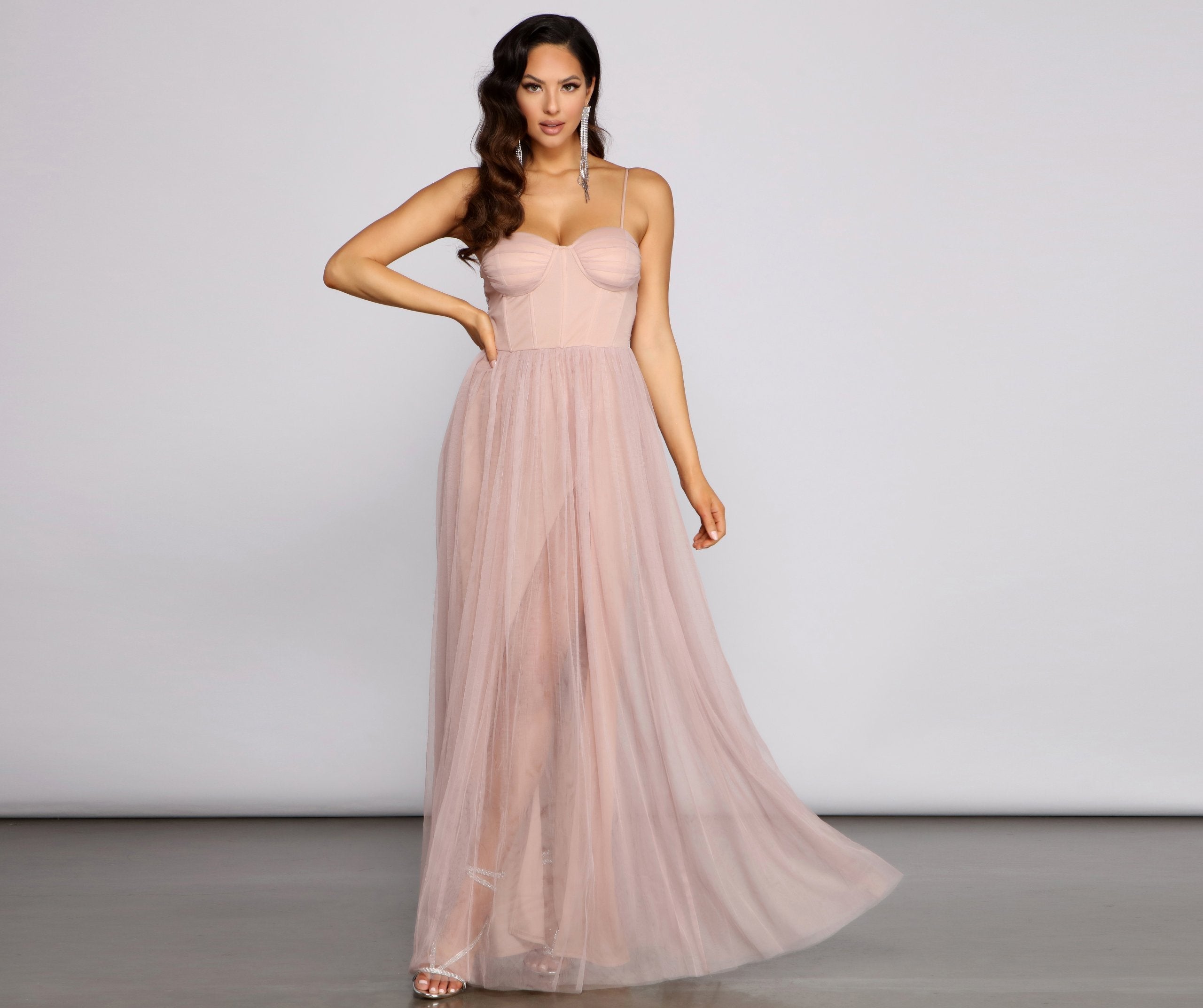 Estelle Formal High Slit A-Line Dress Oshnow