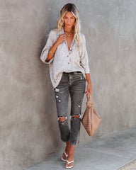 Everest Leopard Print Button Down Top Oshnow