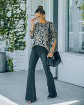 Everleigh Distressed Leopard Knit Sweater Oshnow