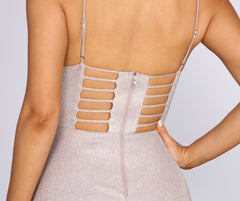 Everly A-Line Glitter Formal Dress Oshnow