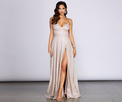 Everly A-Line Glitter Formal Dress Oshnow