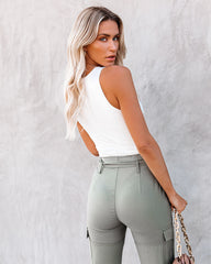 Explorer Knit Tank Bodysuit - White Oshnow