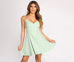 Eyelet Breeze Sleeveless Skater Dress Oshnow