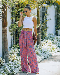 Kuta Floral High Rise Tie Front Pants