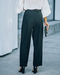 Cambria Pocketed High Rise Belted Trousers - Black - SALE